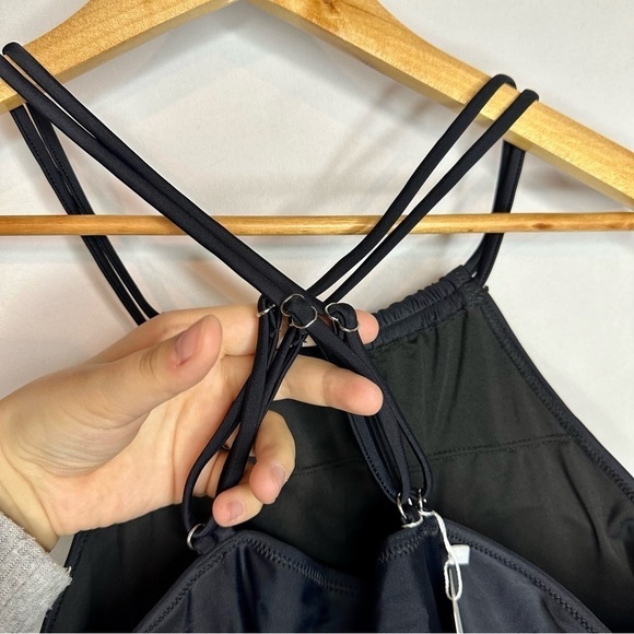 NWT Beachsissi Halter Tankini Top Criss Cross Black Swim Tank Women’s XL - Picture 5 of 9